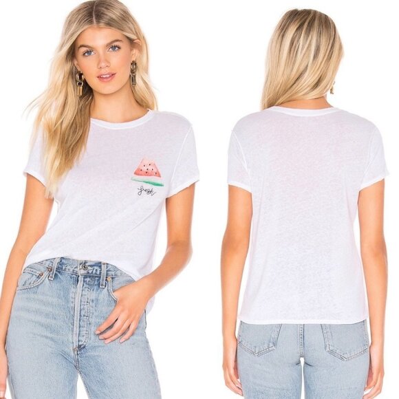 Nwt Free People Fruit Medley Tee White Watermelon Size Large New Tags T-Shirt L - Picture 2 of 5